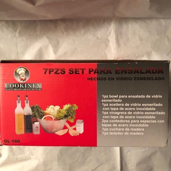 Cookinex 7 PC Glass Salad Set NIB - Picture 4 of 4